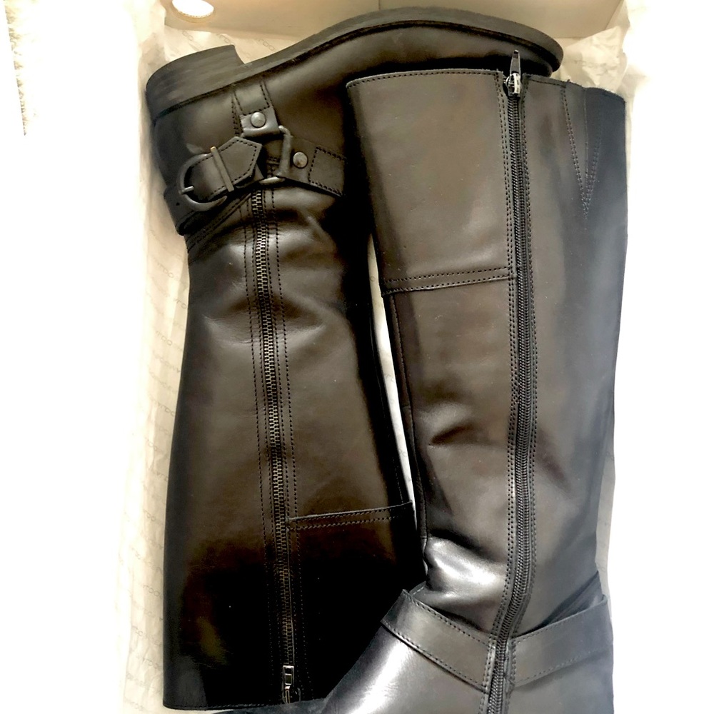 Black Aldo Leather Riding Boots